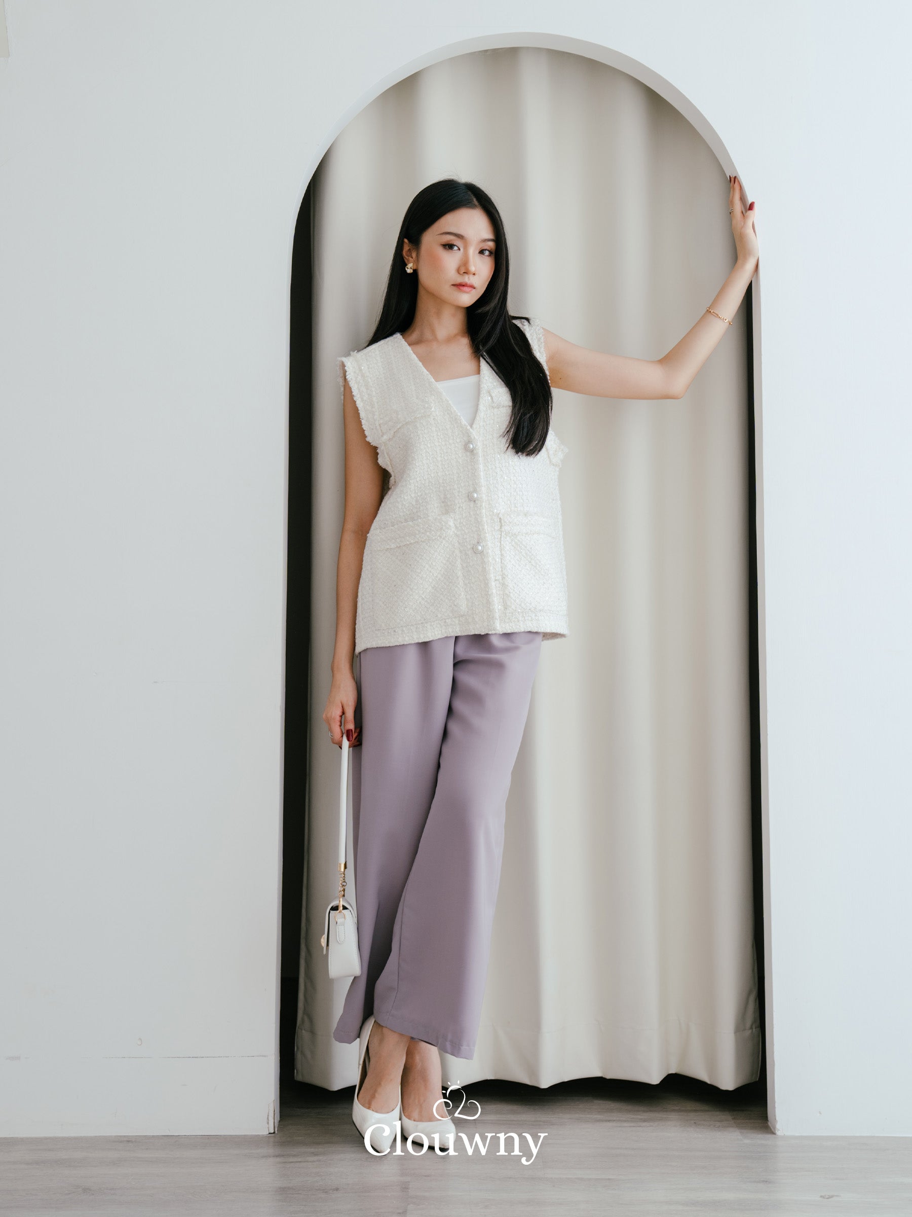 Nada Tweed Vest - White